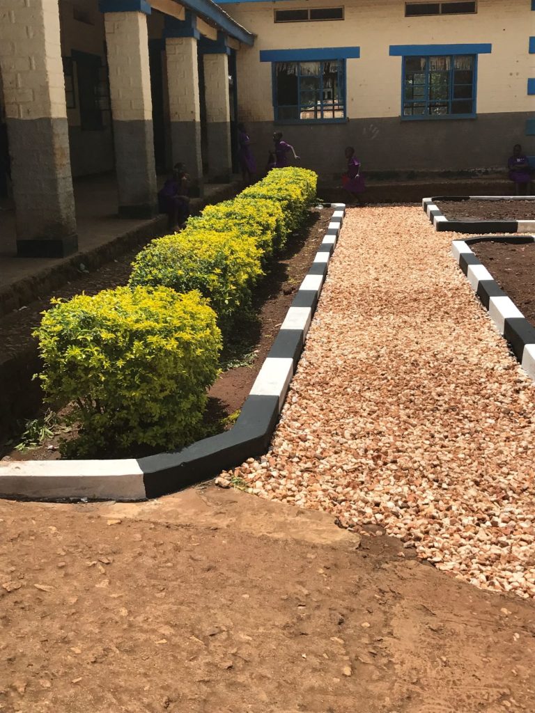 Completed landscaping for the new classroom building